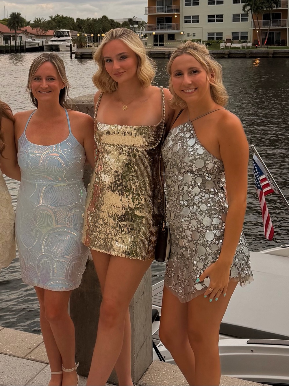 Retrofete Gold Sequin Mini Dress - Metallic Gold Party Dress - Picture 3 of 4